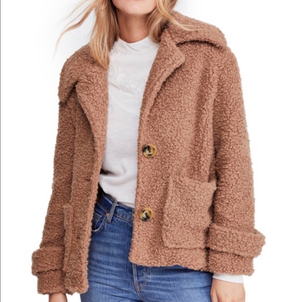 Free People so soft faux shearling peacoat